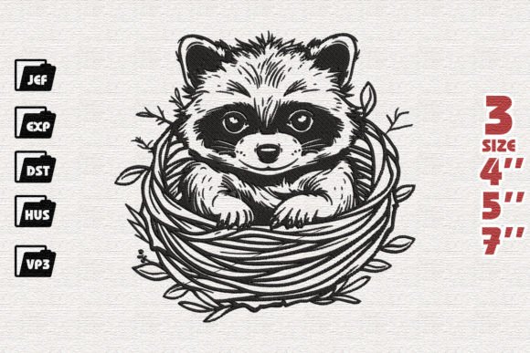 Cute Raccoon: A Seasonal Embroidery Design with Gift Appeal