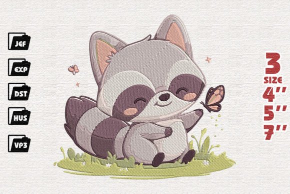 Cute Raccoon Holding Heart: A Seasonal Embroidery Gem