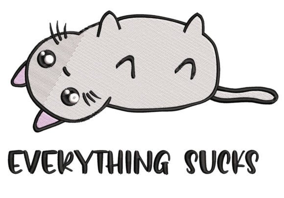 Everything Sucks: A Bold Embroidery Design for Cat Lovers
