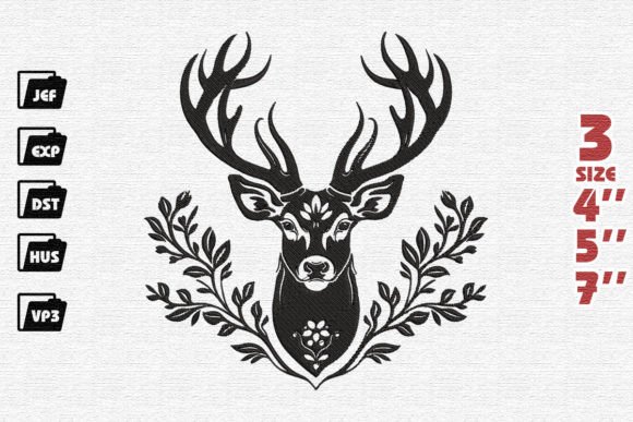 Floral Deer Head