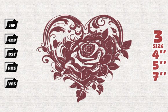 Heart with Rose: A Versatile Embroidery Design for Handmade Gifts