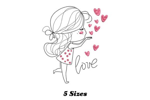 Love Heart Beautiful Cute Girl Embroidery Design Review