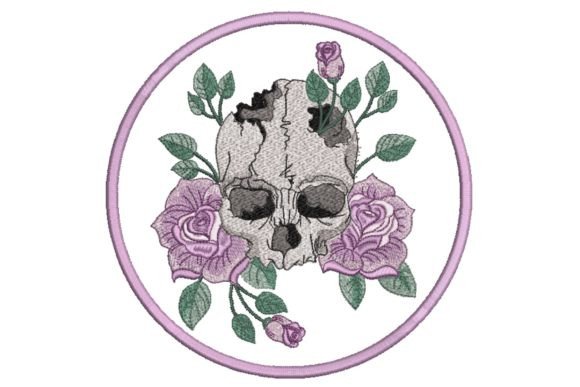 Skull with Roses in Frame: A Seasonal Embroidery Standout